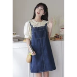 Летнее платье, джинсовые подтяжки, мини-юбка, свежая юбка, коллекция 2022, яркий броский стиль