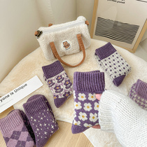 (1 - 2 double - mounted) Japanese autumn and winter thickness in tide purple girls