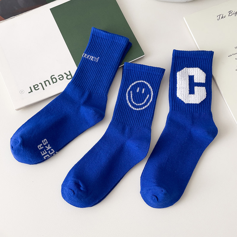 (2 pairs) Klein blue personality ins mid-tube couple Japanese