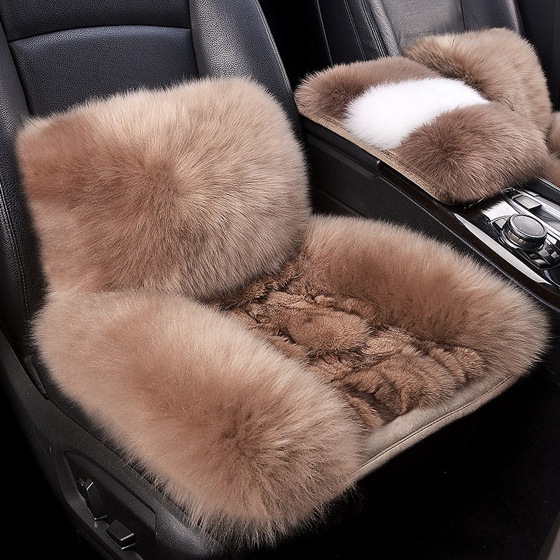 Pure wool car cushion No backrest single sheet fur integrated long plush three sets winter fox fur seat cushion-Taobao