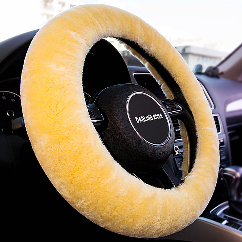Winter pure wool steering wheel set sheared cashmere to keep the cover plush winter warm in the direction of pileup-Taobao