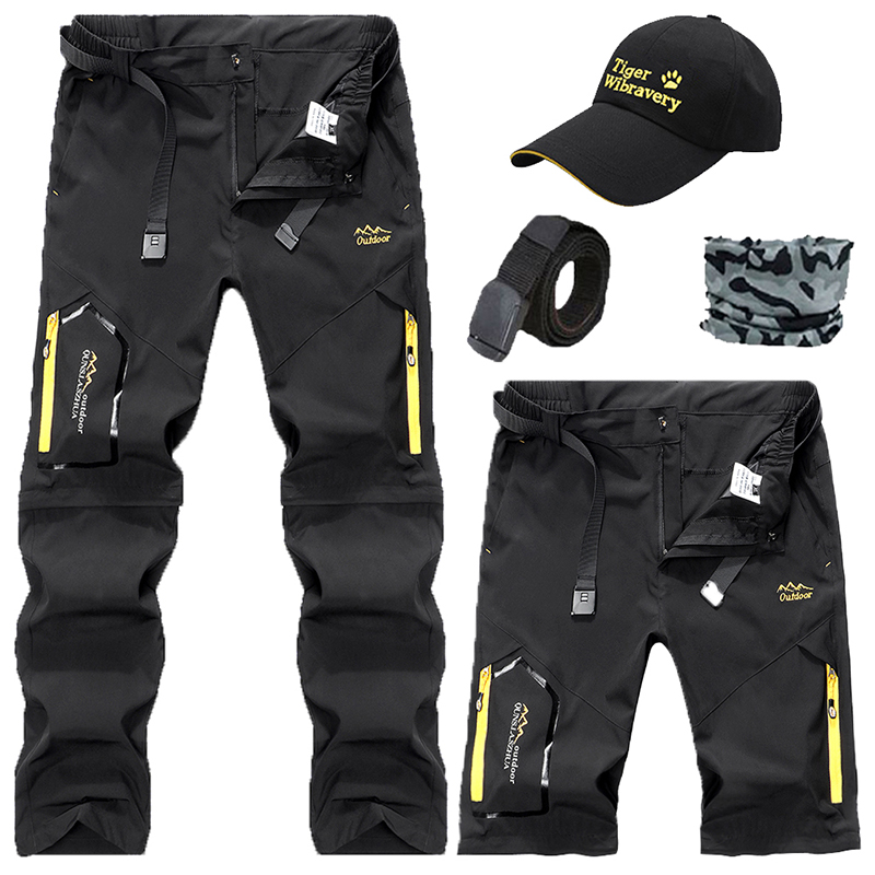 Outdoor quick-drying pants men's summer thin elastic removable two-section sunscreen hiking pants hiking mountaineering pants
