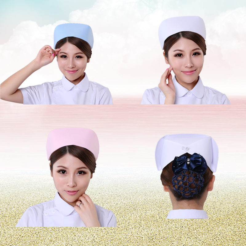 Nightingale nurse hat head nurse cap dovetail hat White pink blue padded polyester nurse uniform