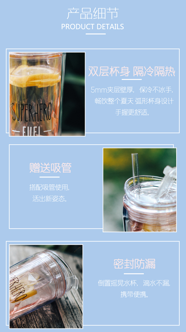 Cốc nữ bằng nhựa cầm tay cốc trà sữa người lớn với ống hút nước màu đỏ cốc nước dễ thương tay sippy cốc người lớn - Tách binh giu nhiet