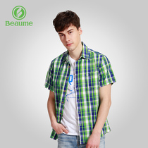 Baomei short-sleeved plaid shirt men Beaume north guest spring and summer outdoor breathable quick-drying leisure FJA62105