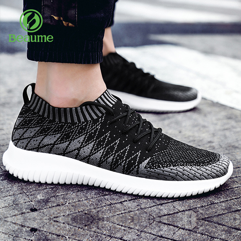 Beike running shoes men's shoes summer new breathable fly woven mesh trend casual all-match sports shoes hiking shoes