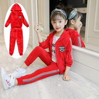 Quần áo trẻ em nữ mùa thu 2018 phiên bản Hàn Quốc mới của áo len thể thao trẻ em lớn hai bộ quần áo bé gái thời trang bé gái