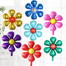 Six-leaf grass birthday party decoration background arrangement balloon Mid-Autumn School shopping mall decoration six-petal flower aluminum film balloon