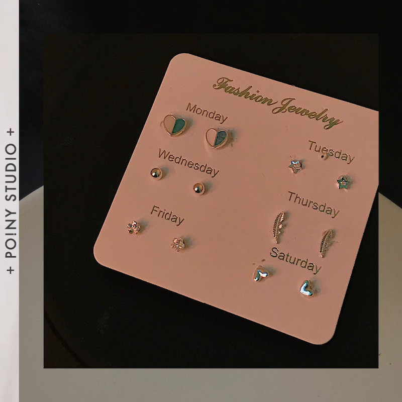 (PO NY) b79 minimalist fashion mini-suit earshot girl silver chic loving star plume earrings