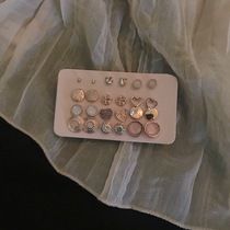 Net Red Super Fairy Retro Week Advanced Sense Simple Love Round Small Diamond Set Earrings Earrings Combination Women