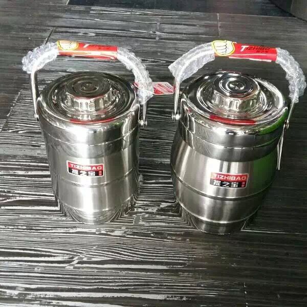 304 Stainless Steel Insulated Lunch Box Rice Basket Vacuum Triple Layer Insulated Barrel Students 3 Floors Lunchbox Multilayer Tippot