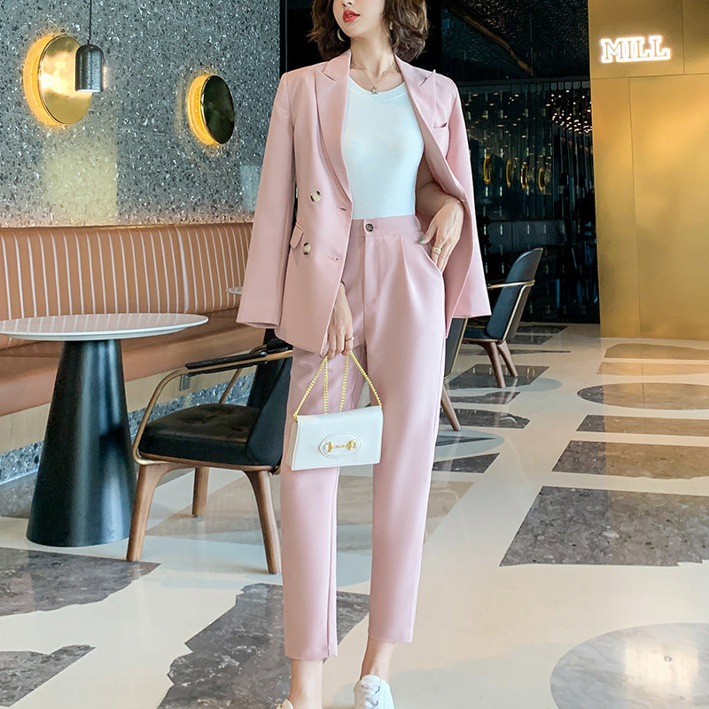 Fashion Net Red Lady Suit Suit 2021 Spring Autumn New Korean Version Temperament Pro Dress Little West Suit Two Sets