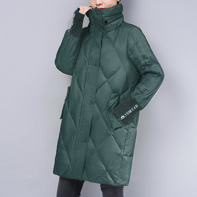 Yangping Light Big - Brand High - end explosion Han edition medium - long version of feather jacket antifreeze thickness coat female winter 2021 new models