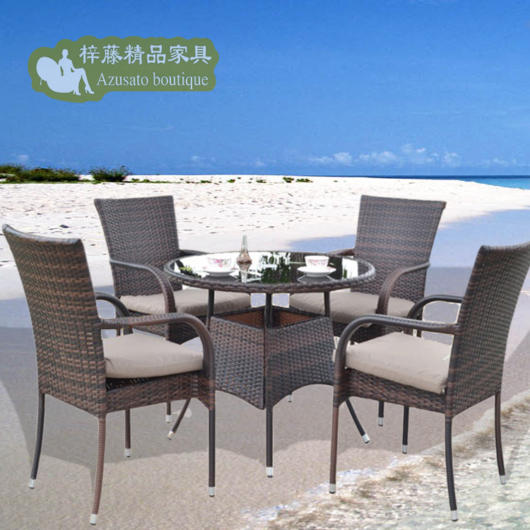Outdoor rattan table and chair Outdoor courtyard terrace homestay rattan chair coffee table combination Balcony rattan chair three-to-five-piece set
