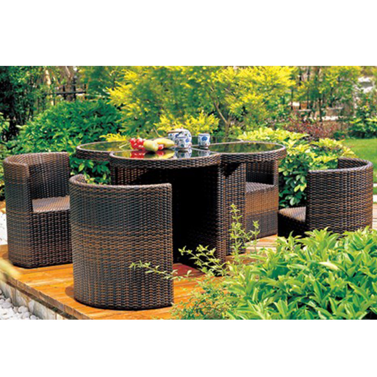 Table and chairs Five sets of outdoor patio garden open air vines table and chairs combined balcony containing table and chairs rattan choreography