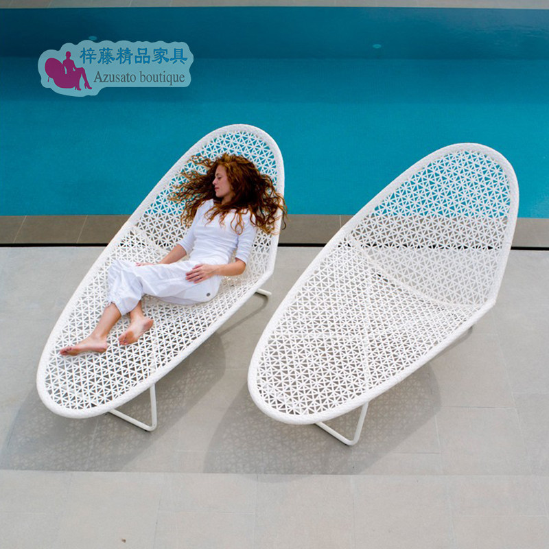 Swimming pool chines Lying Bed Balcony Garden Villa Courtyard Greenhouse Casual Lounge Chairs Outdoor Open-air Imitation Rattan Furniture