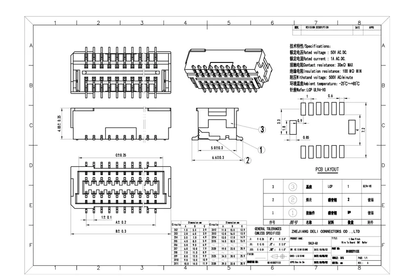 Thay thế đầu nối khóa hai hàng SHLD 1.0 cho bước thay thế cho JST SHLD series 1.0