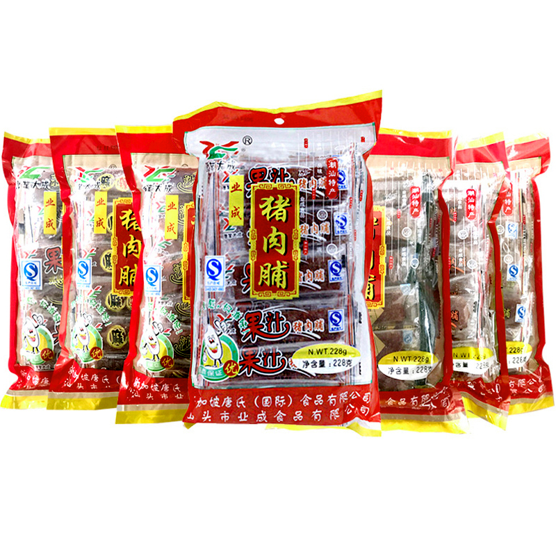 Tang Yeda fruit juice Spicy pork preserved pork dried pork strips Small snacks Chaoshan specialty gift pack 228gX3 packs