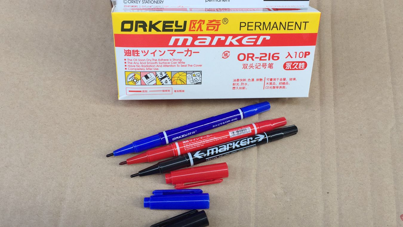 10pcs OKI OR-216 double-headed marker pen Small double-headed CD pen Oily pen Hook line pen