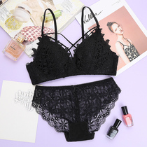 Underwear suit womens bras gathered without steel ring lace sexy small chest collars student high school girl bra thin