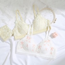 Lingerie women small breasts gather pure and thin no steel ring lace sexy cuddly no marks and no marks for a small bra