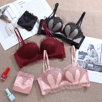 Underwear women without steel ring gathering small breasts thin collection of sub-breast on anti-sagging lace sexy beauty back bra set