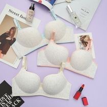 Bra no steel ring girls high school students ultra-thin gathering solid color simple one-piece collection cotton underwear