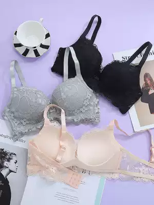 Underwear women gather without steel rings thin lace sexy small-breasted student high school girl to collect a pair of breasts anti-sagging bra