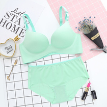 Non-steel bra one-piece piece seamless underwear panties set to gather sexy adjustment bra student high school girl