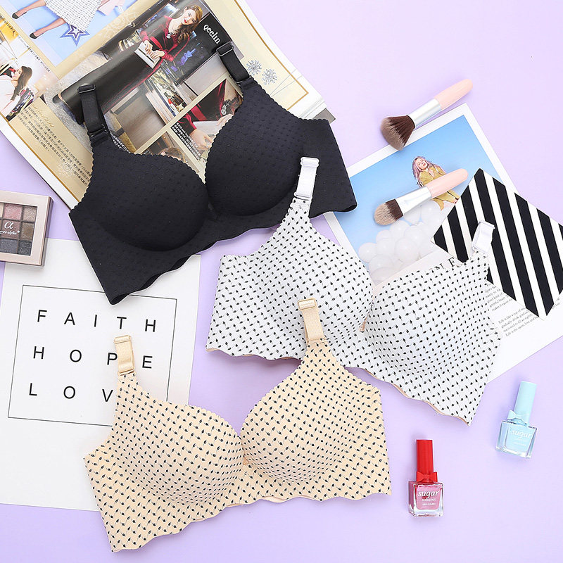 Lingerie suit Women's bra gather small breasts to be sexy, cute teenage girl without mark and no steel ring bra thin