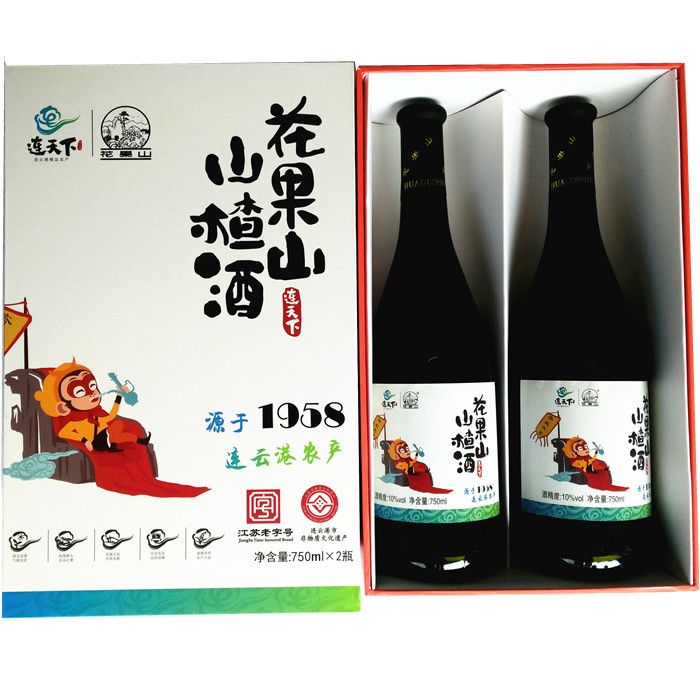 JiangZhejiang-Shanghai Wanlian Cloud Port Special production Flower Fruit Mountain hawthorn wine fruit wine red wine 750mlX2 boutique gift dress
