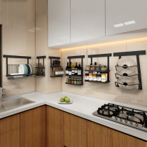  Punch-free stainless steel kitchen rack Wall-mounted bowls chopsticks knives seasoning storage supplies pendant pylons