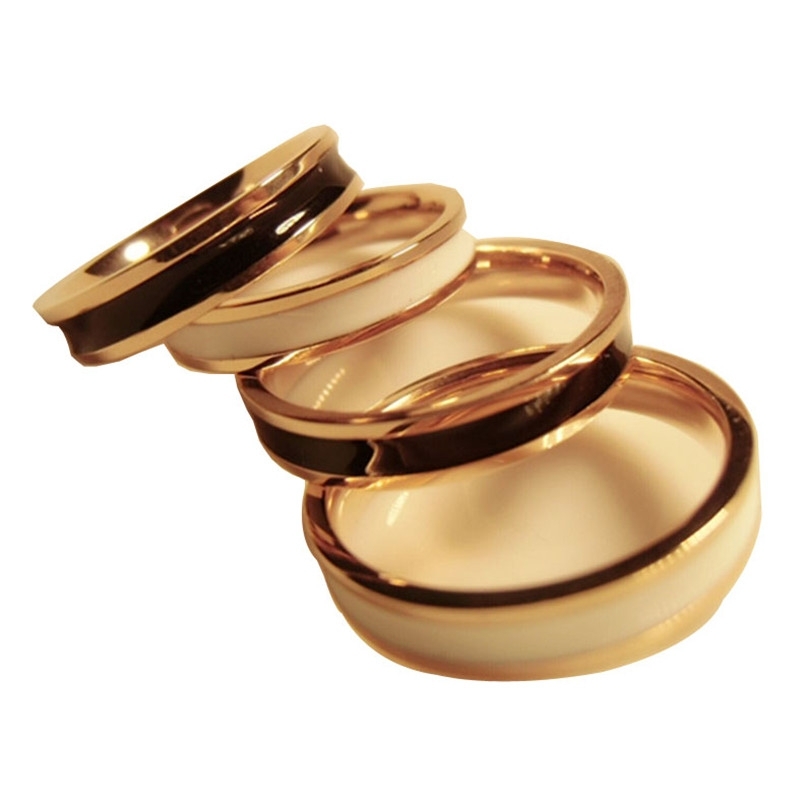 Rose gold skinny fashion web celebrity, black and white ceramic rings for men and women lovers ring tail ring finger to buddhist monastic discipline act the role ofing is tasted