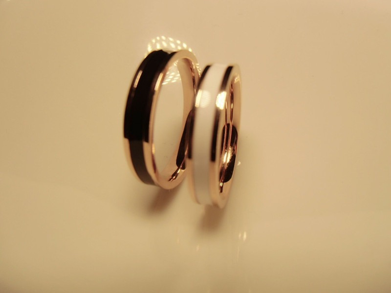 Rose gold skinny fashion web celebrity, black and white ceramic rings for men and women lovers ring tail ring finger to buddhist monastic discipline act the role ofing is tasted