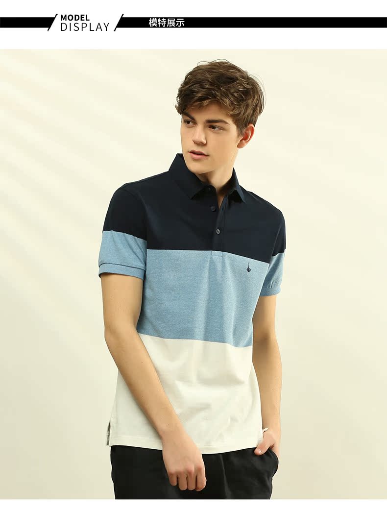 Dealuna / Dilon quần áo nam POLO áo sơ mi nam mới khâu thể thao tay áo ngắn M19225M11 - Polo áo polo đồng phục