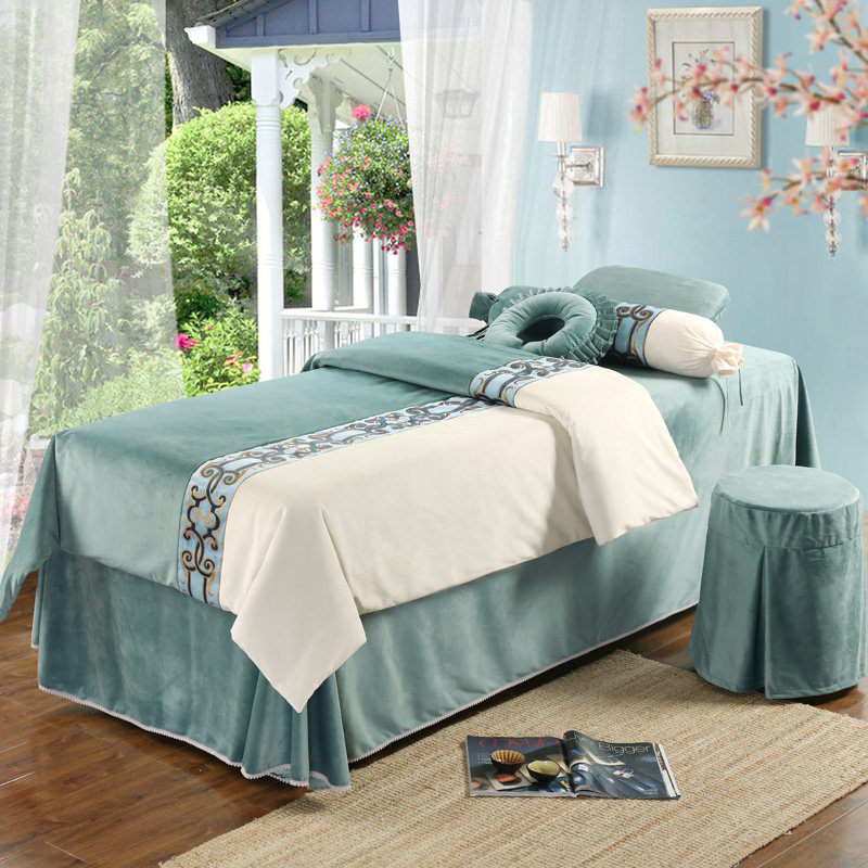 Eurostyle minimalist washed cotton beauty bed cover four sets of autumn and winter massage beauty beds beauty salon bed cover four pieces