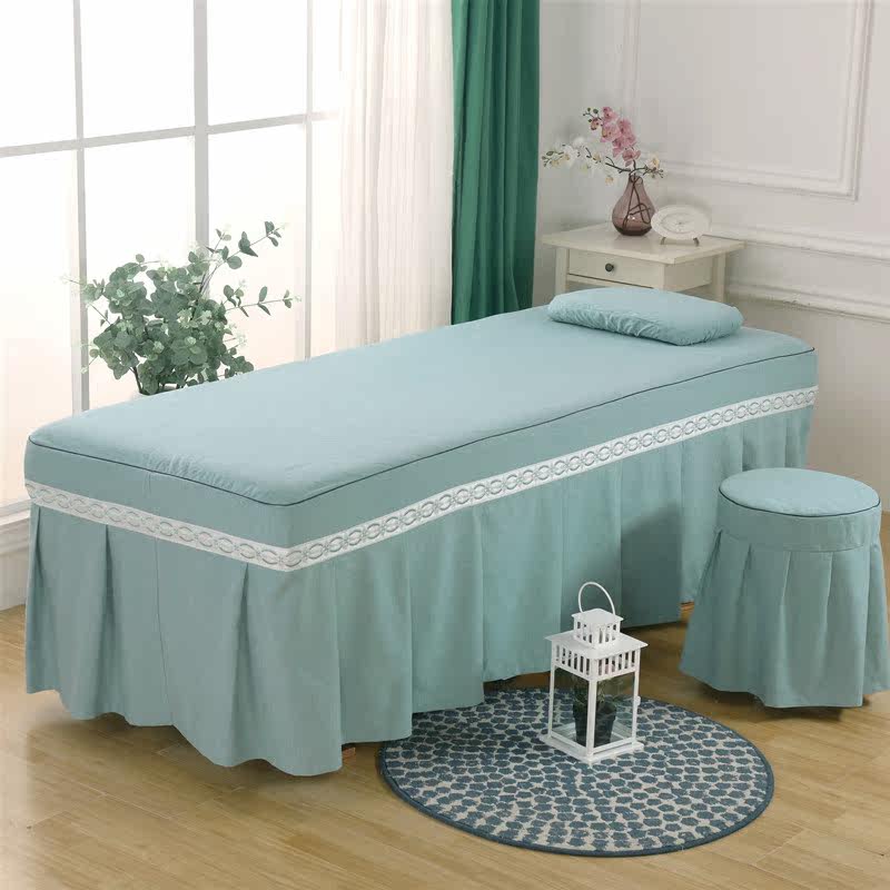 European-style simple washed cotton beauty bedspread four-piece autumn and winter massage beauty bed beauty salon four-piece bedspread
