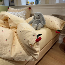 ins Yingluo Pillow Room Double-Layer Gauze 2026 New Cotton Gauze Four-Piece Bedding Set Sheet Quilt Cover Student Dormitory Three-Piece Set 4