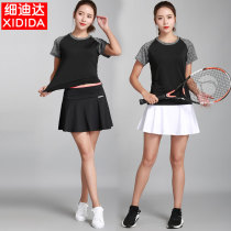 New sports womens trouser skirt summer short-sleeved quick-drying breathable badminton tennis golf running fitness short skirt suit