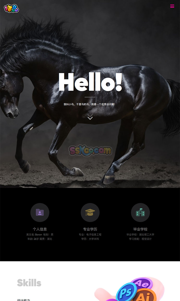 个人主页前端源码HTML+CSS+JS作品展示网站网页响应式H5自适应插图1