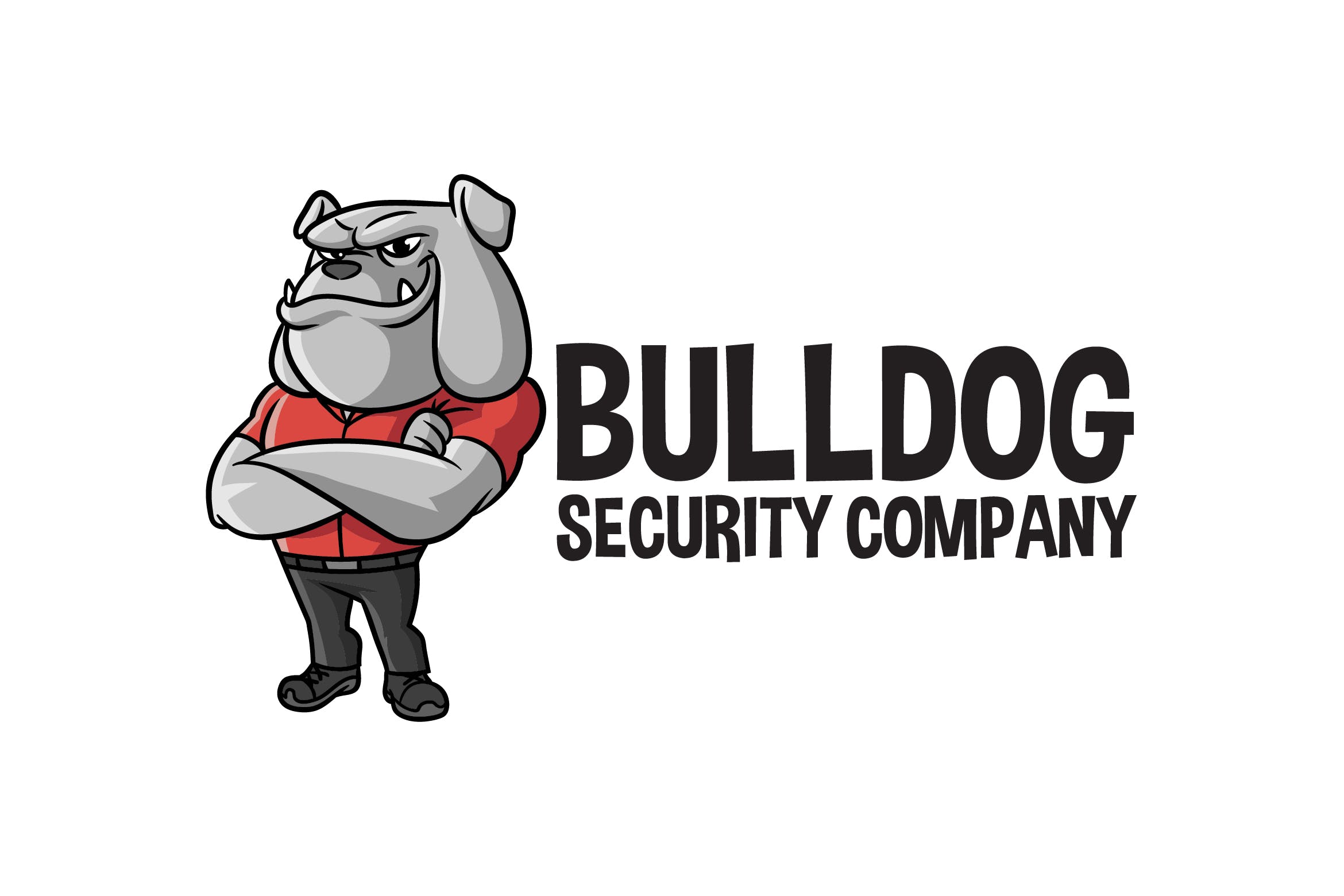 卡通斗牛犬吉祥物Logo标志设计模板 Cartoon Bulldog Mascot Logo