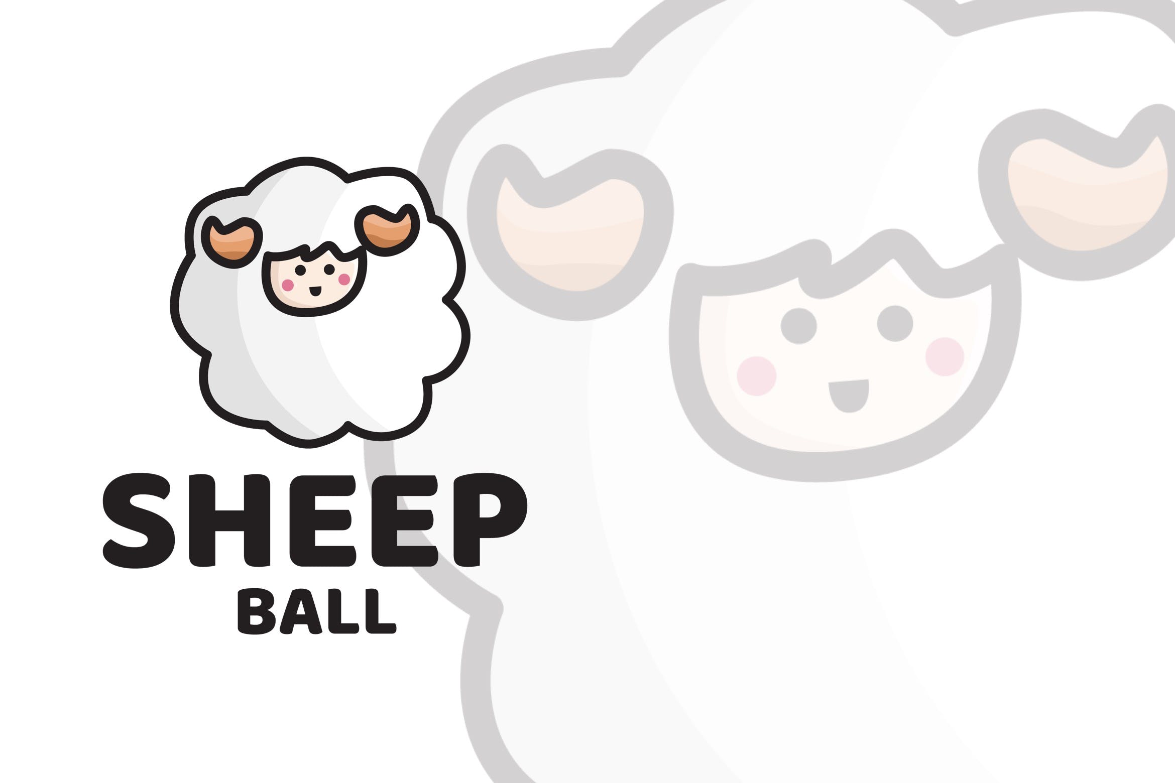 可爱标志设计系列-绵羊卡通动物形象Logo设计模板 Sheep Ball Cute Logo Template