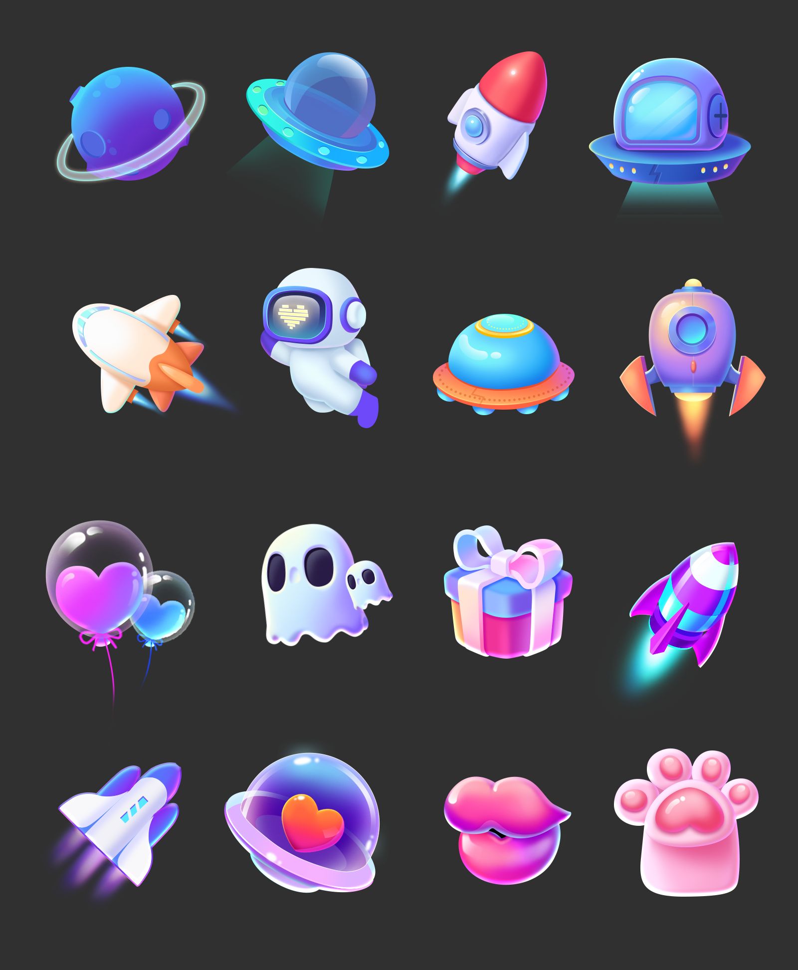 太空火箭宇航员3D立体元素ICON图标设计PSD素材插图1