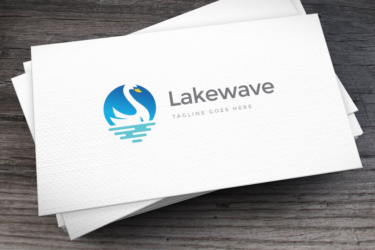 创意天鹅湖Logo设计模板 Lakewave Logo Template