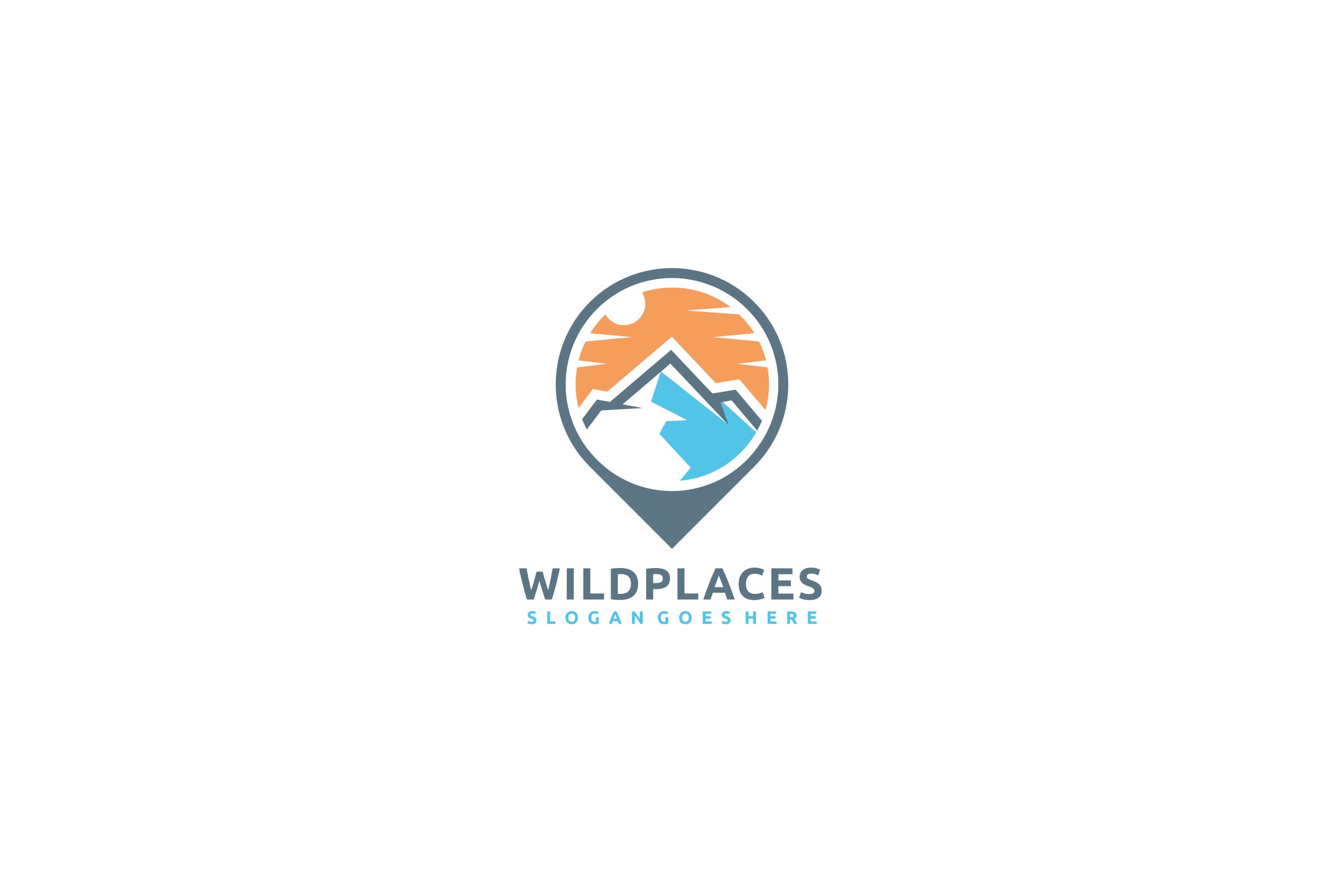 日落西山山脉图形Logo设计模板v2 Wild Places Logo