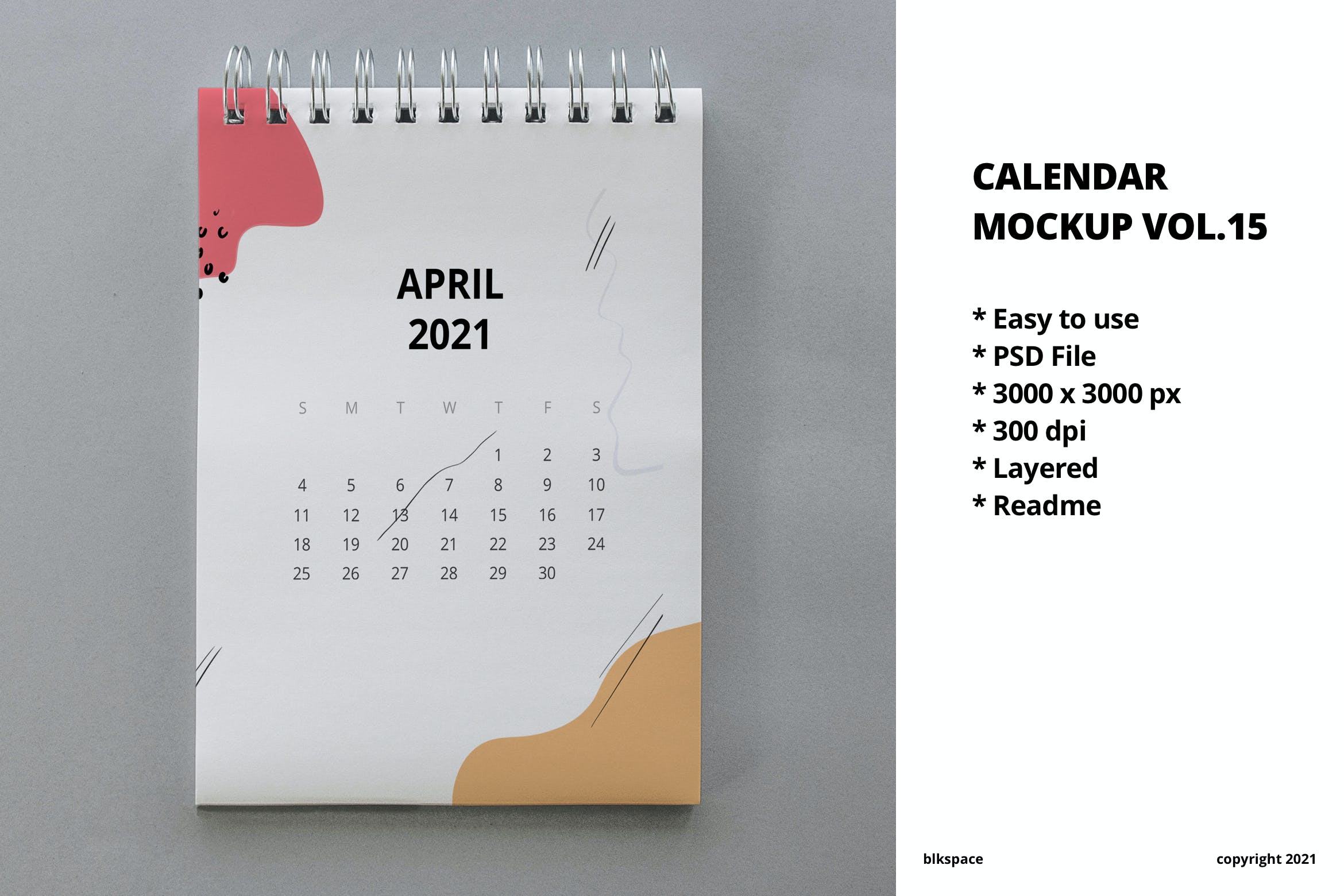 年份翻页日历设计样机素材v15 Calendar Mockup Vol.15