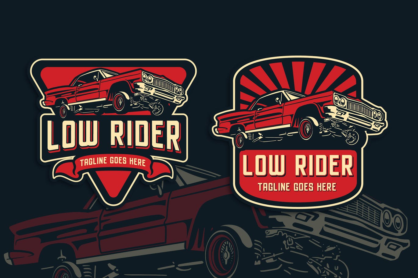 汽车改装品牌复古Logo设计模板 Low Rider Vintage Logo Template