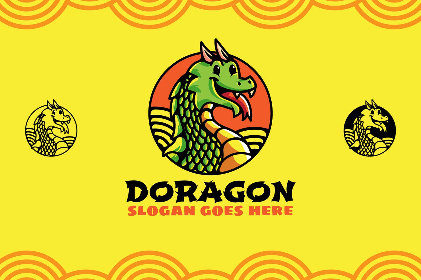 可爱龙卡通形象Logo设计模板 Doragon Mascot Logo