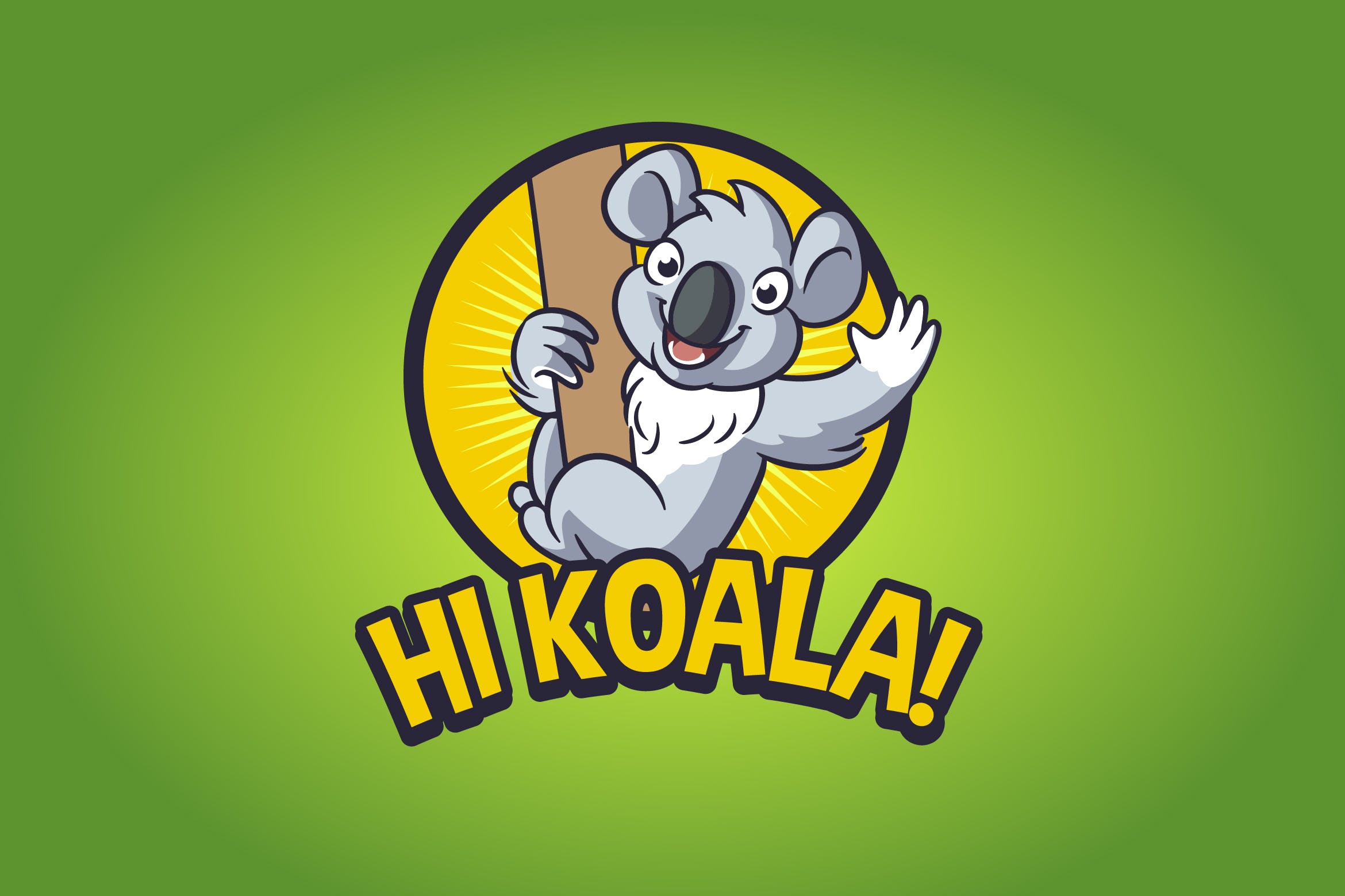 友好考拉卡通吉祥物Logo标志设计模板 Friendly Koala Mascot Logo