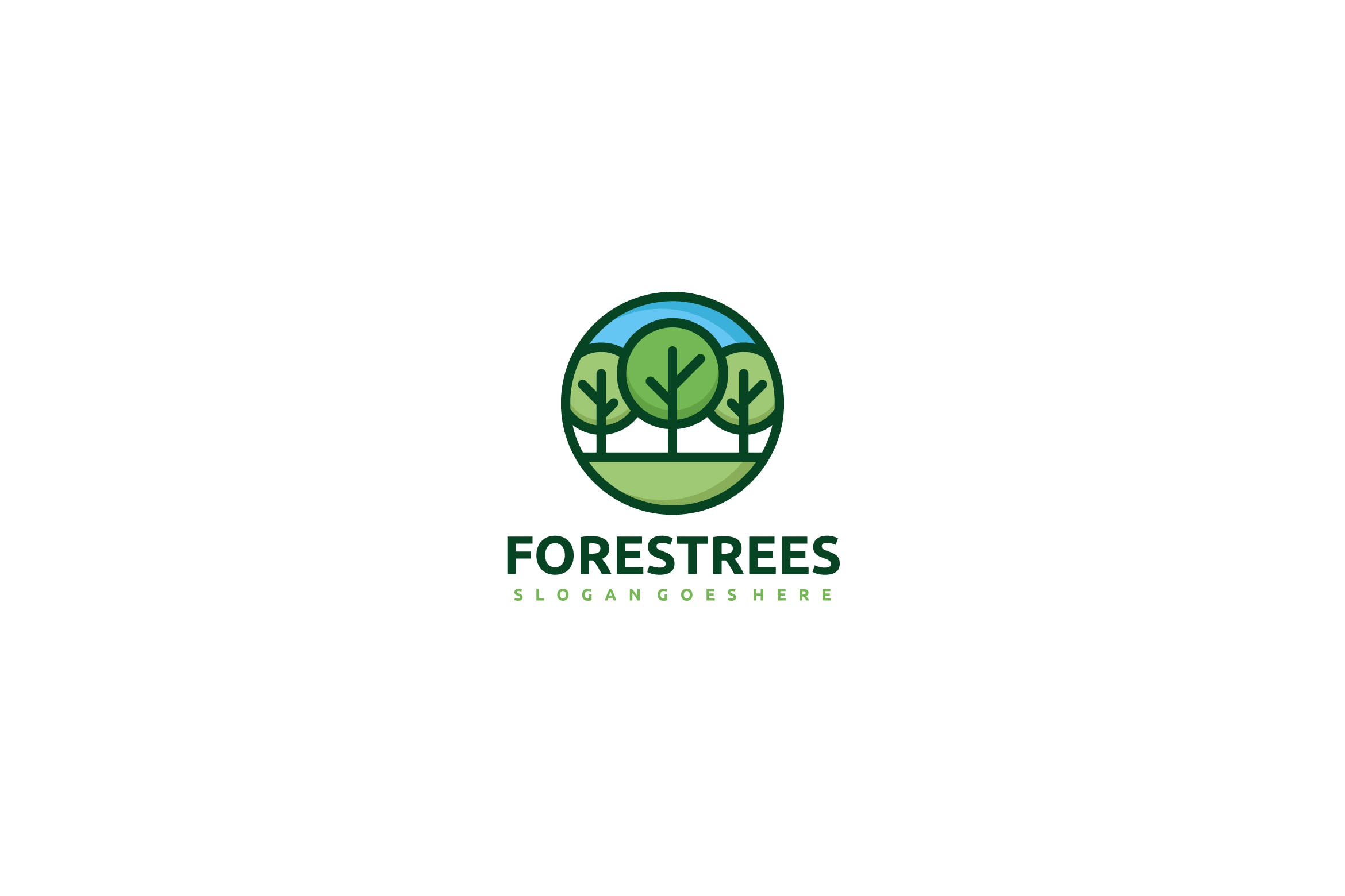 森林树木几何图形Logo设计模板 Forest Trees Logo ZZH